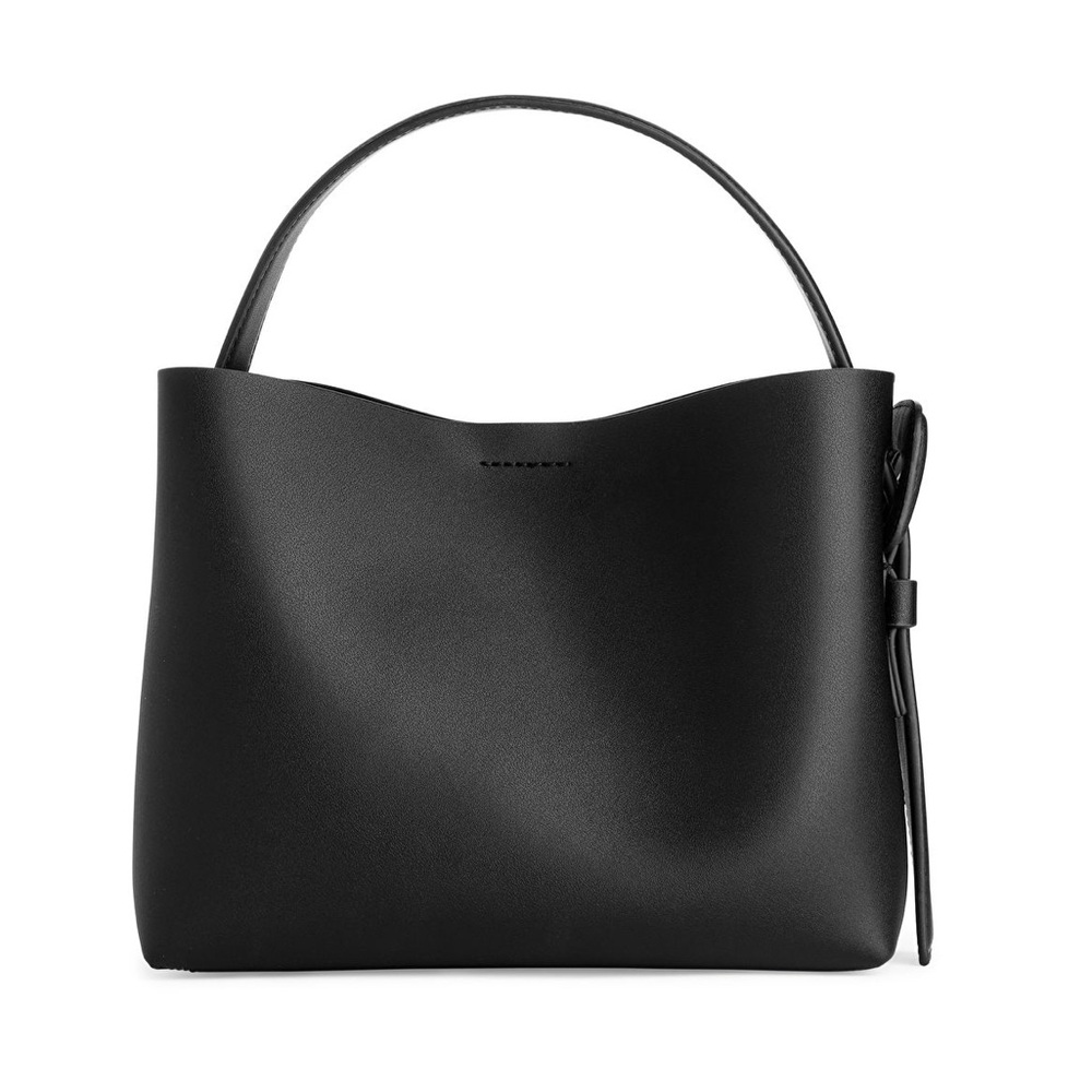 Arket Leather Satchel Tote Bag w Crossbody Strap Black - Picture 3 of 15